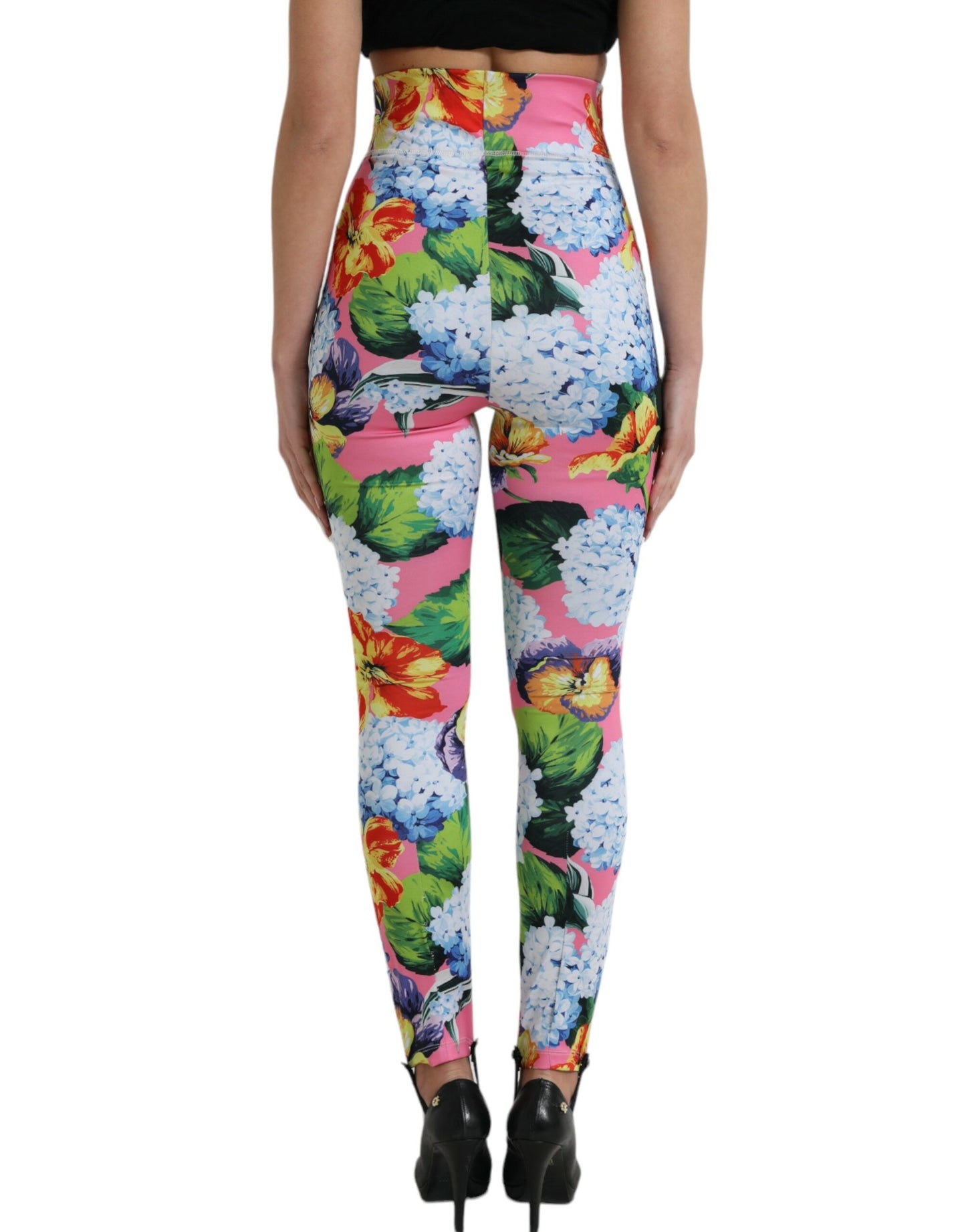 Dolce & Gabbana Multicolor Floral High Waist Leggings Pants by Dolce & Gabbana