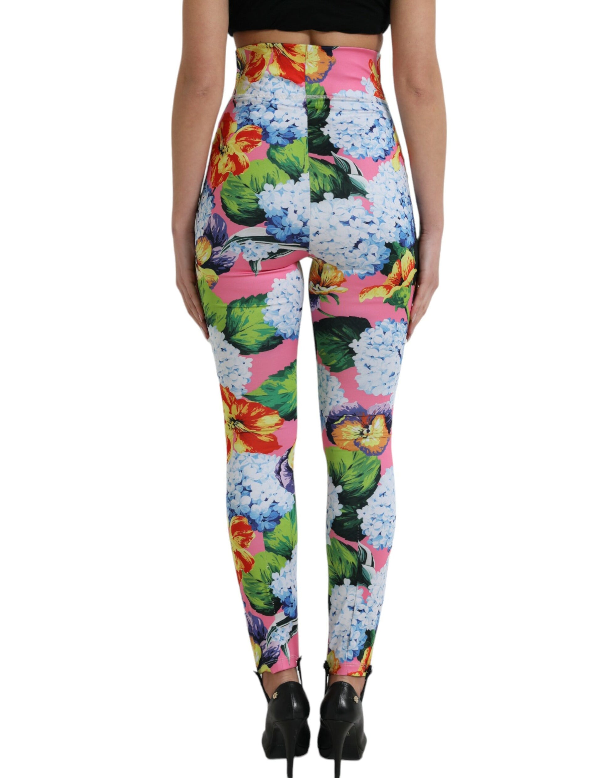 Dolce & Gabbana Multicolor Floral High Waist Leggings Pants by Dolce & Gabbana