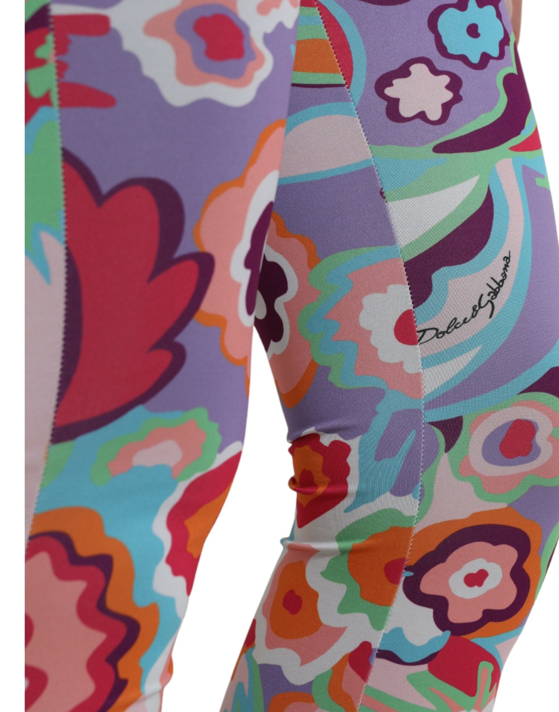 Dolce & Gabbana Multicolor Floral High Waist Leggings Pants by Dolce & Gabbana
