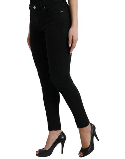 Dolce & Gabbana Black Cotton Mid Waist Skinny Denim Jeans by Dolce & Gabbana