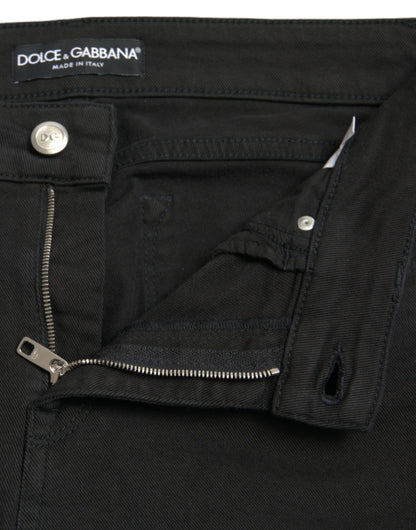 Dolce & Gabbana Black Cotton Mid Waist Skinny Denim Jeans by Dolce & Gabbana