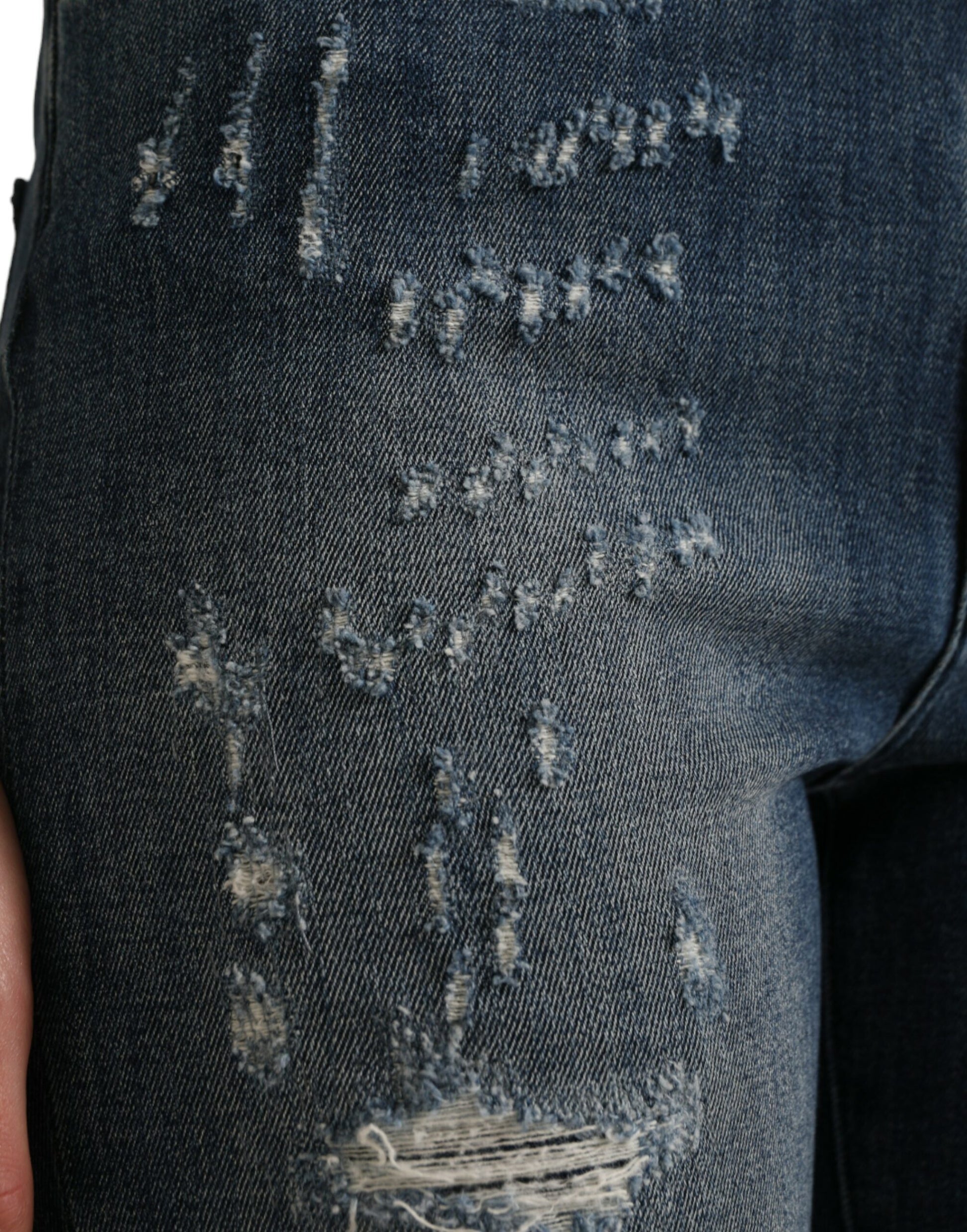 Dolce & Gabbana Dark Blue Distressed GRACE Skinny Denim Jeans by Dolce & Gabbana