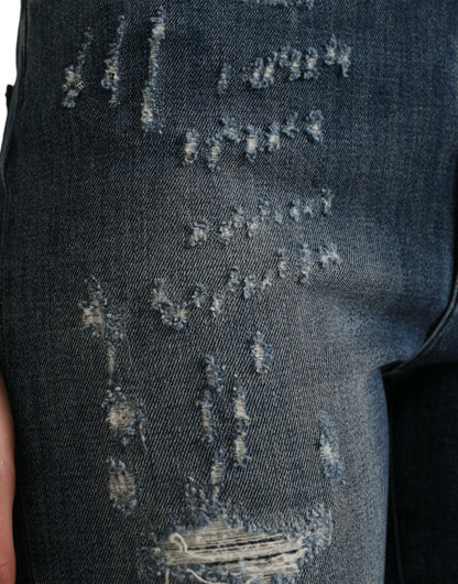 Dolce & Gabbana Dark Blue Distressed GRACE Skinny Denim Jeans by Dolce & Gabbana