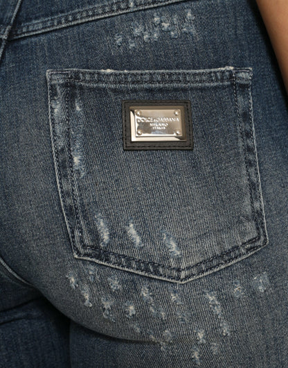Dolce & Gabbana Dark Blue Distressed GRACE Skinny Denim Jeans by Dolce & Gabbana