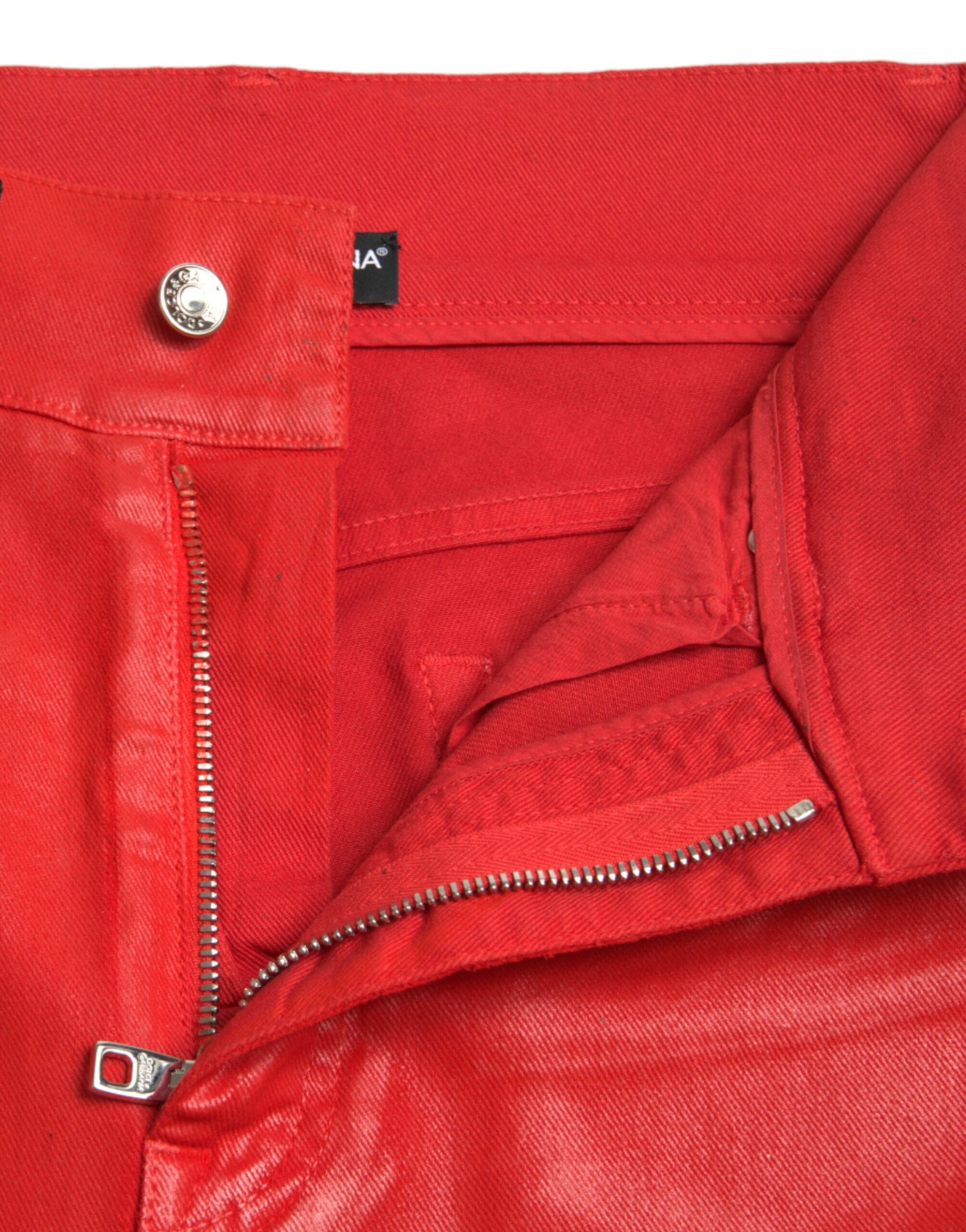 Dolce & Gabbana Red Cotton High Waist Skinny Denim Jeans by Dolce & Gabbana