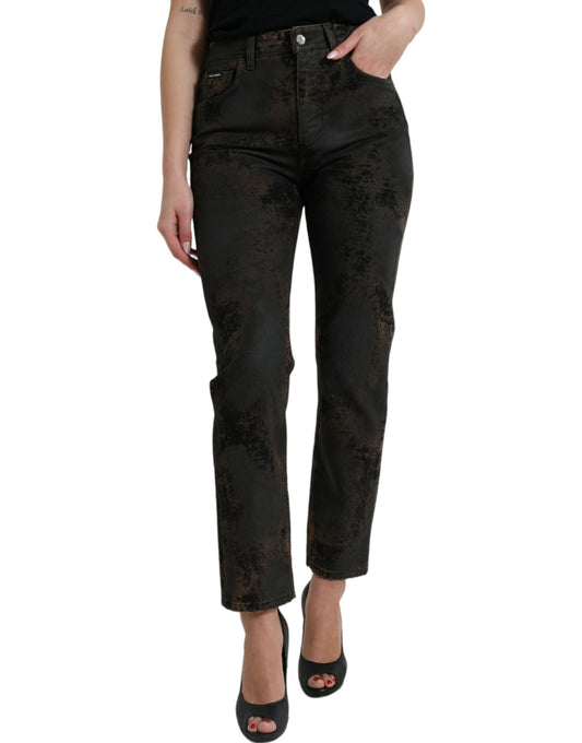 Dolce & Gabbana Brown BOYFRIEND Mid Waist Cotton Denim Jeans by Dolce & Gabbana