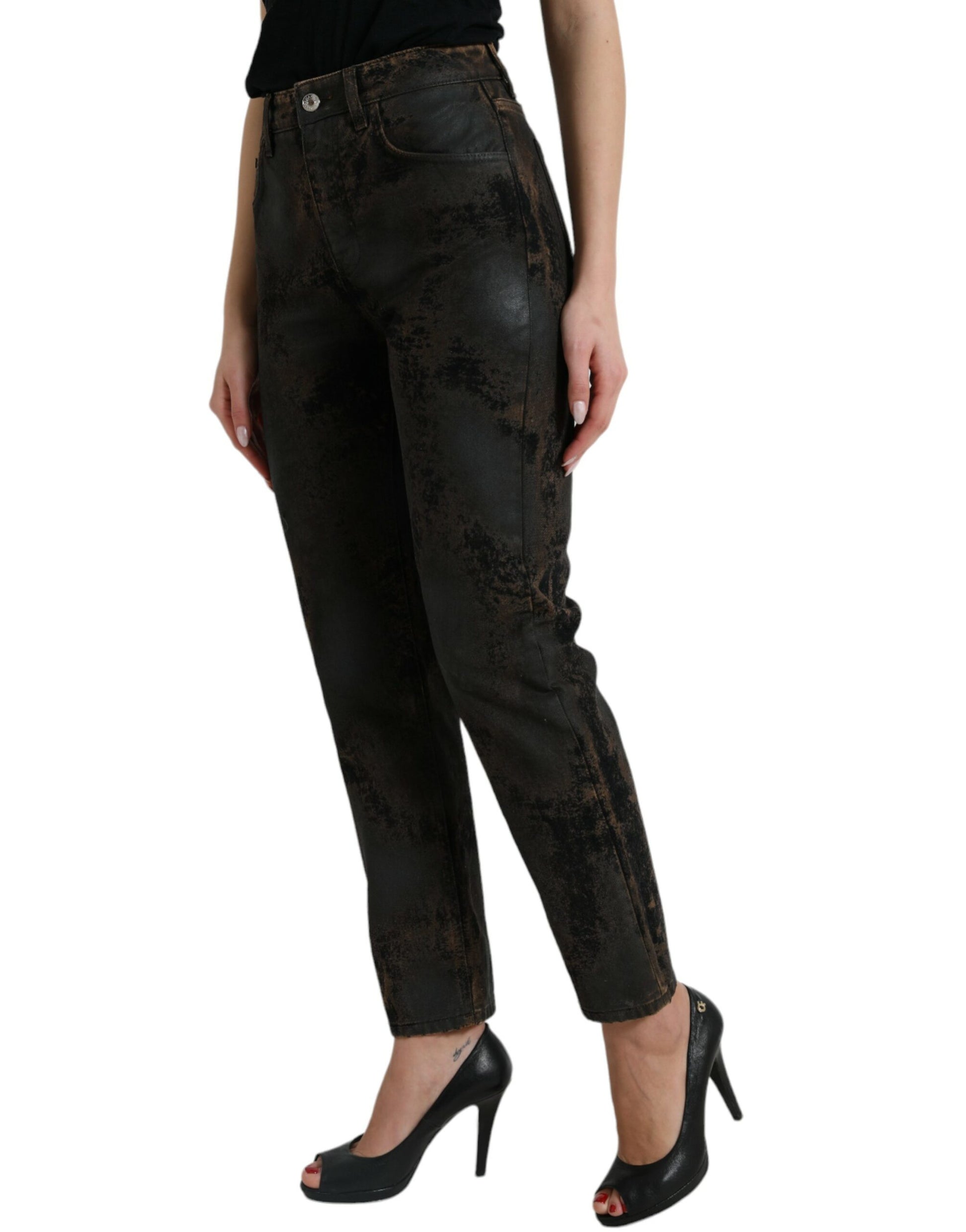 Dolce & Gabbana Brown BOYFRIEND Mid Waist Cotton Denim Jeans by Dolce & Gabbana