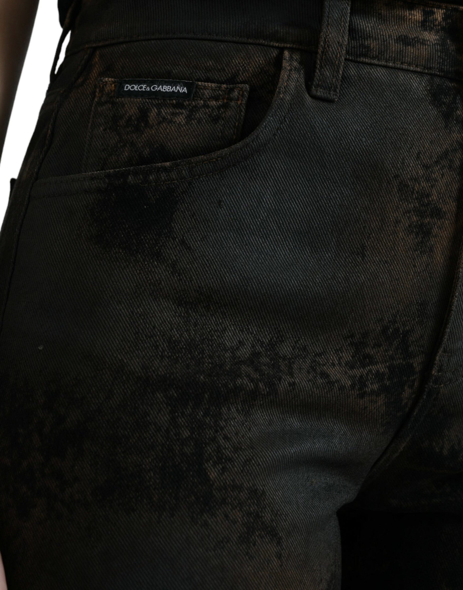 Dolce & Gabbana Brown BOYFRIEND Mid Waist Cotton Denim Jeans by Dolce & Gabbana