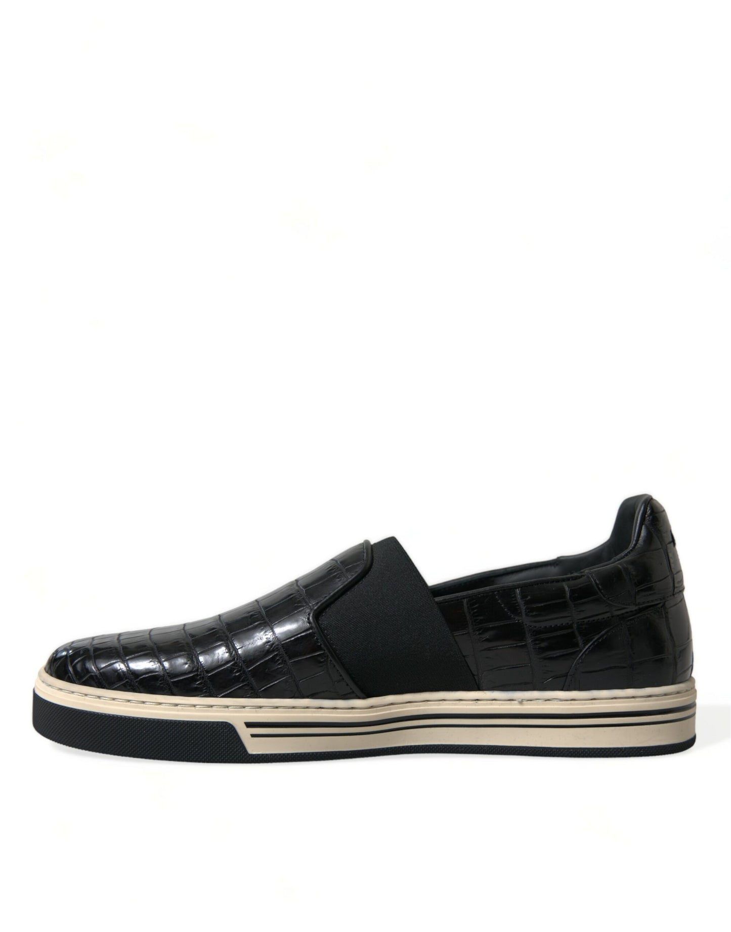 Dolce & Gabbana Black Croc Exotic Leather Sneakers Shoes by Dolce & Gabbana