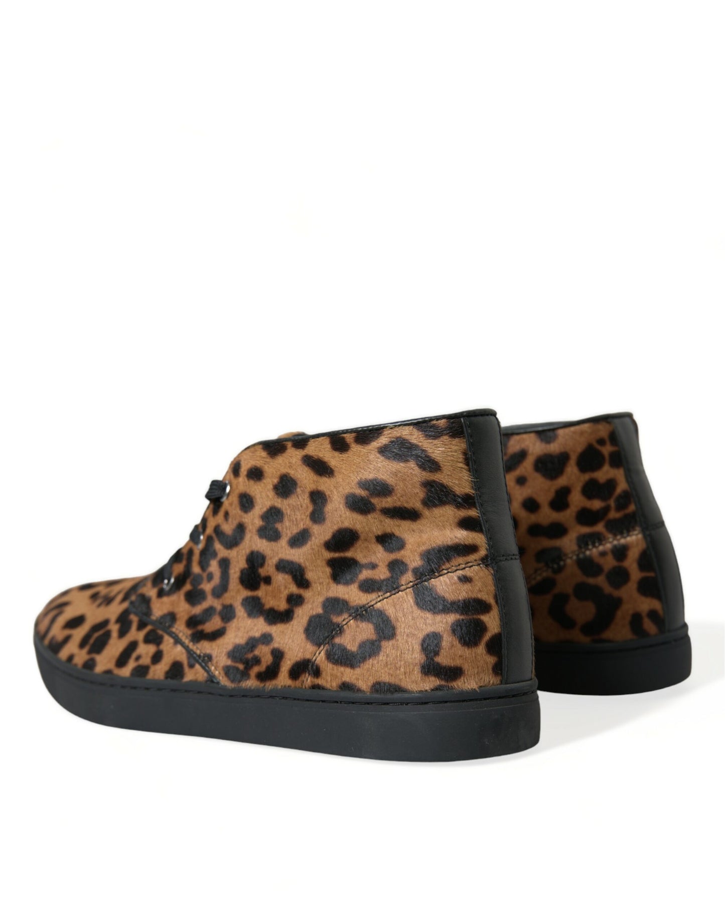Dolce & Gabbana Brown Leopard Pony Hair Leather Sneakers Shoes by Dolce & Gabbana
