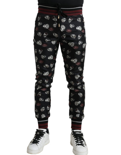 Dolce & Gabbana Black Ring Silk Jogging Trousers Pants by Dolce & Gabbana