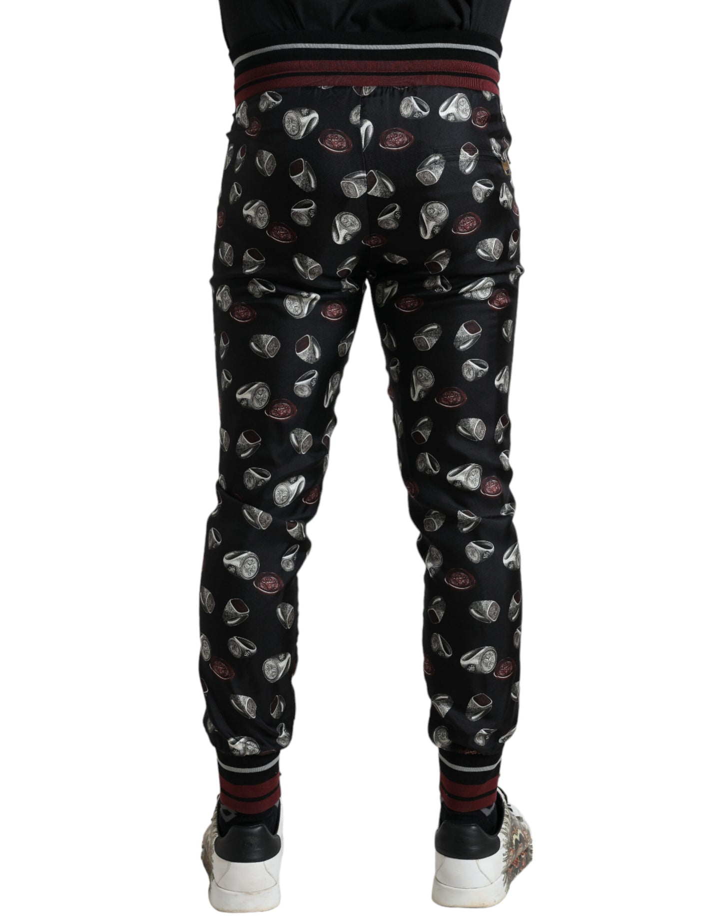 Dolce & Gabbana Black Ring Silk Jogging Trousers Pants by Dolce & Gabbana