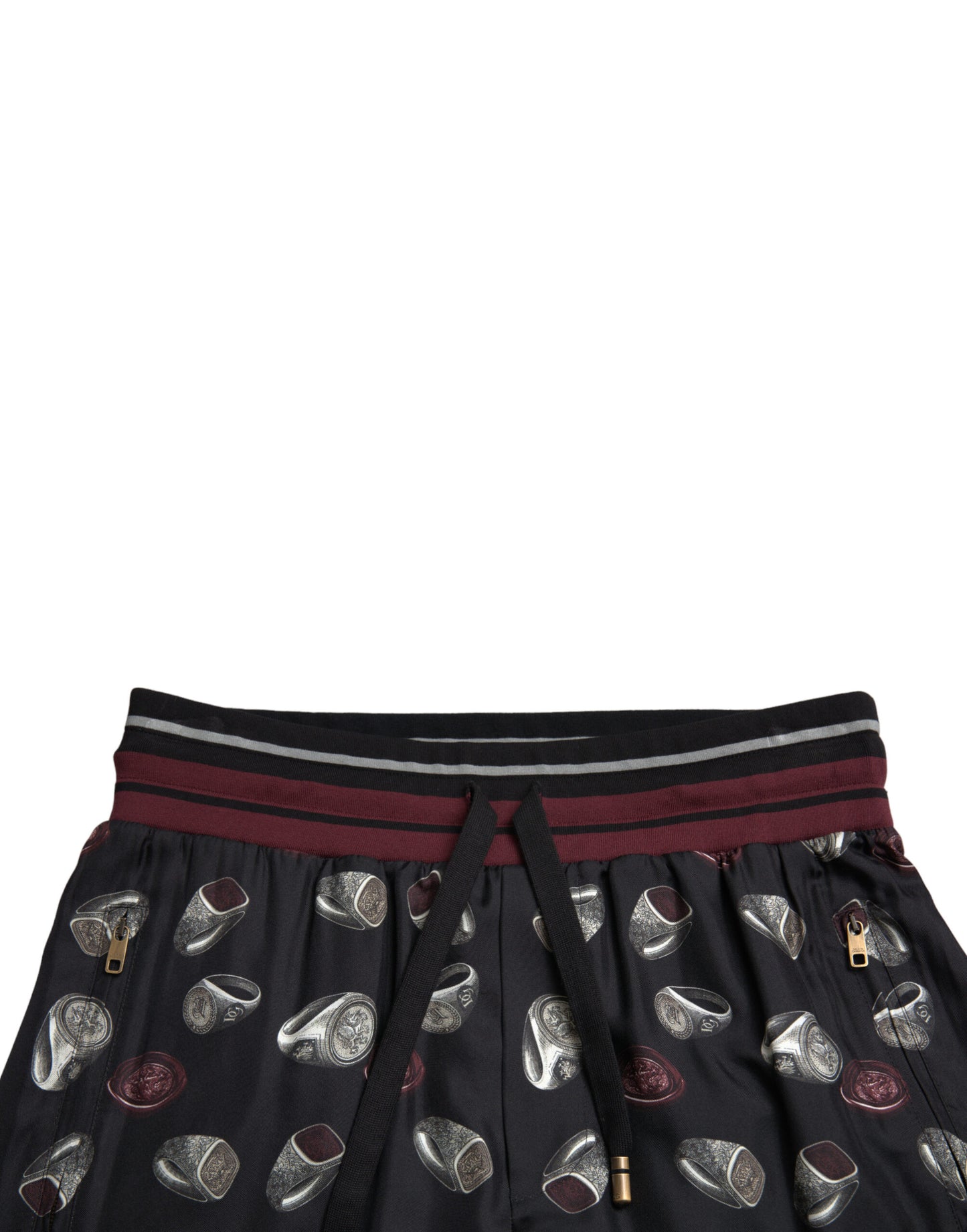Dolce & Gabbana Black Ring Silk Jogging Trousers Pants by Dolce & Gabbana