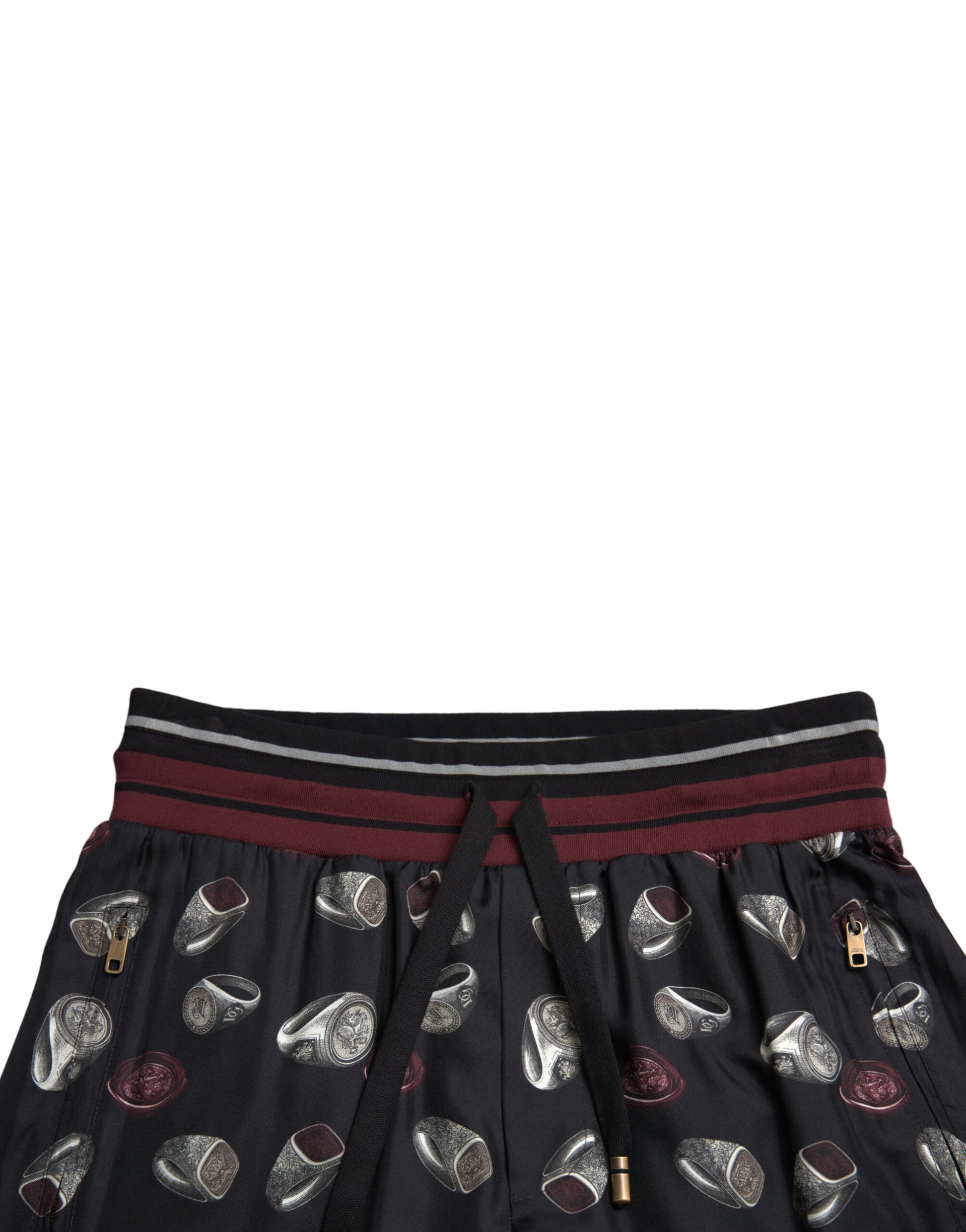 Dolce & Gabbana Black Ring Silk Jogging Trousers Pants by Dolce & Gabbana