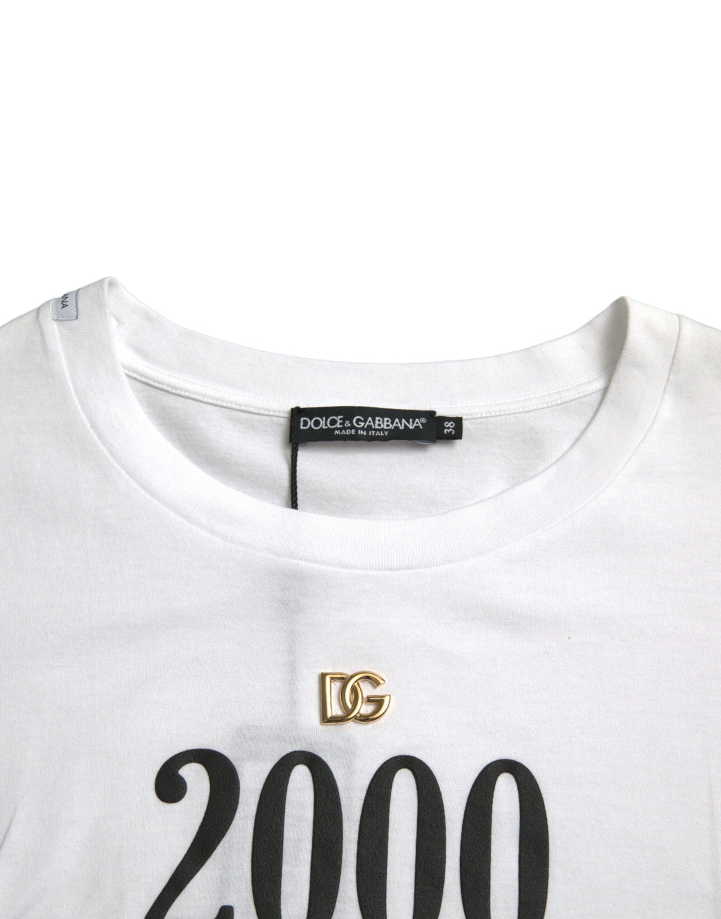 Dolce & Gabbana White Slogan Print Lacing Detailed T-shirt by Dolce & Gabbana