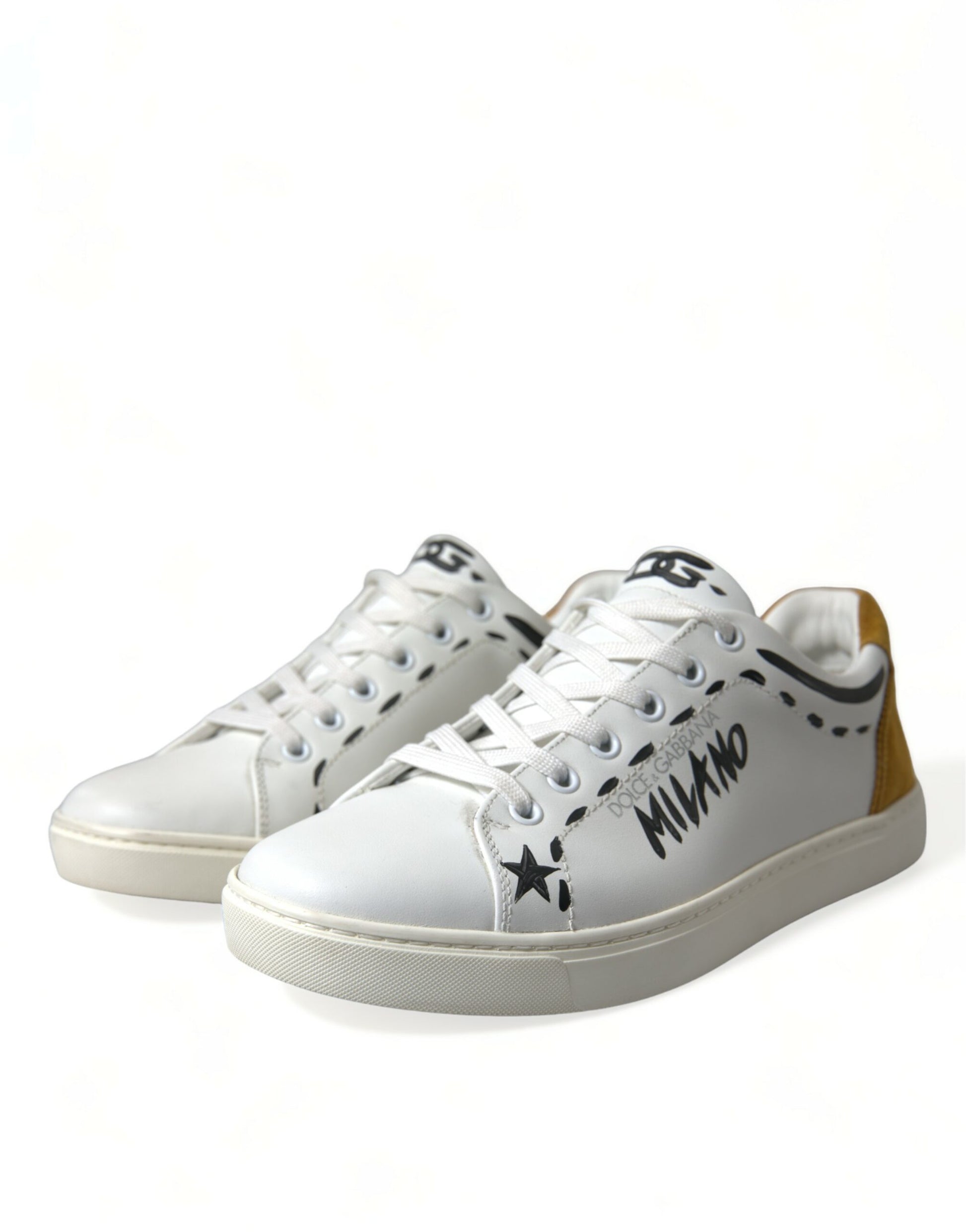 Dolce & Gabbana White Leather LOVE Milano Men Sneakers Shoes by Dolce & Gabbana