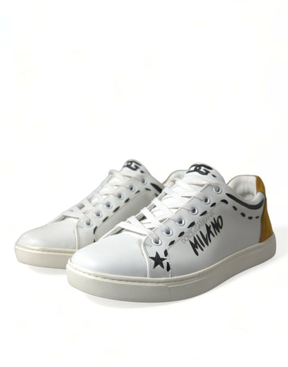 Dolce & Gabbana White Leather LOVE Milano Men Sneakers Shoes by Dolce & Gabbana