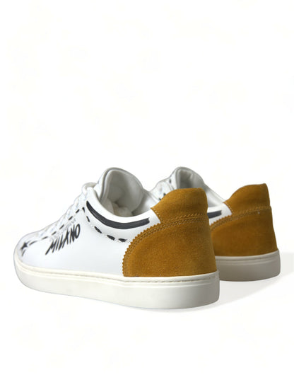 Dolce & Gabbana White Leather LOVE Milano Men Sneakers Shoes by Dolce & Gabbana