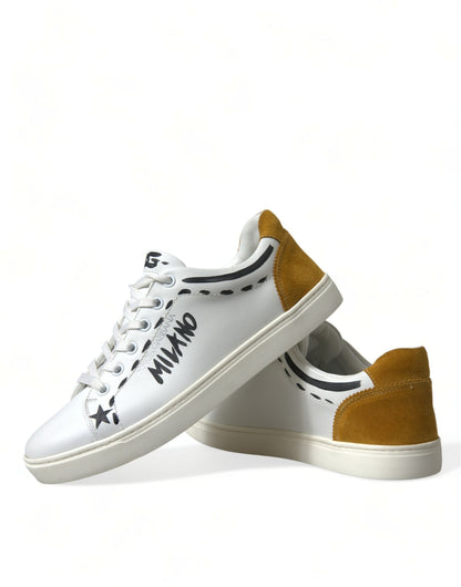 Dolce & Gabbana White Leather LOVE Milano Men Sneakers Shoes by Dolce & Gabbana