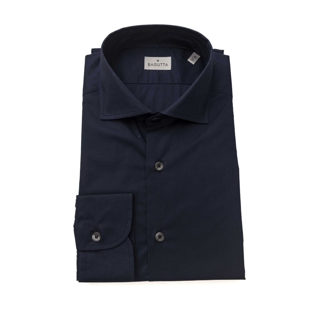 Bagutta Blue Cotton Men Slim Shirt by Bagutta