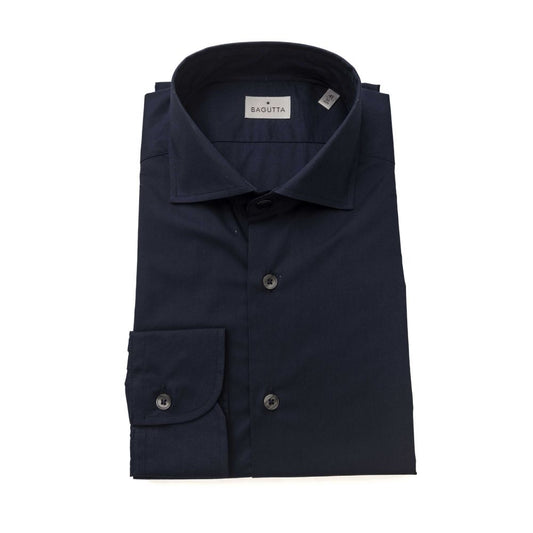 Bagutta Blue Cotton Men Slim Shirt by Bagutta