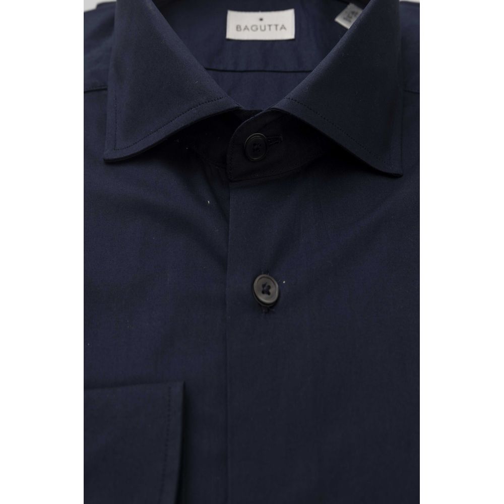 Bagutta Blue Cotton Men Slim Shirt by Bagutta