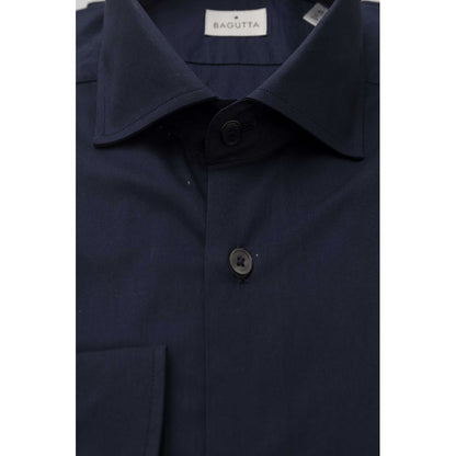 Bagutta Blue Cotton Men Slim Shirt by Bagutta