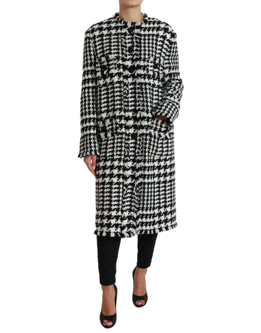Trench-coat long pied-de-poule élégant Dolce &amp; Gabbana