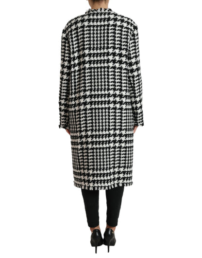 Trench-coat long pied-de-poule élégant Dolce &amp; Gabbana