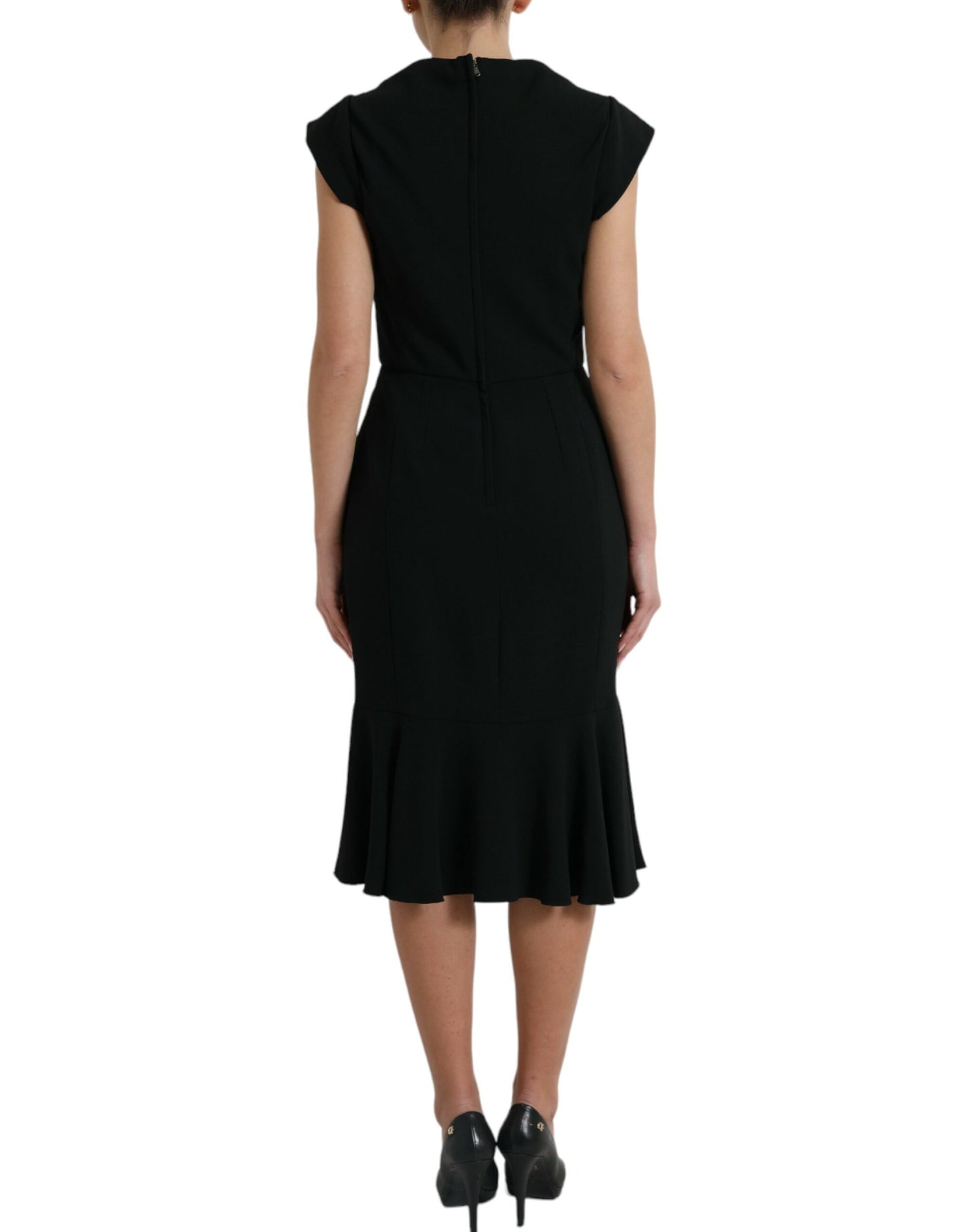 Dolce & Gabbana Black Cady Viscose Sleeveless Dress by Dolce & Gabbana