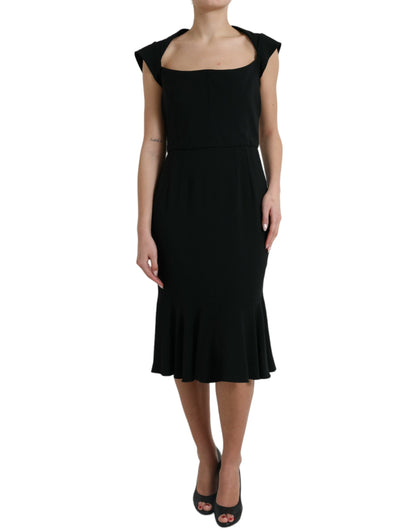 Dolce & Gabbana Black Cady Viscose Sleeveless Dress by Dolce & Gabbana