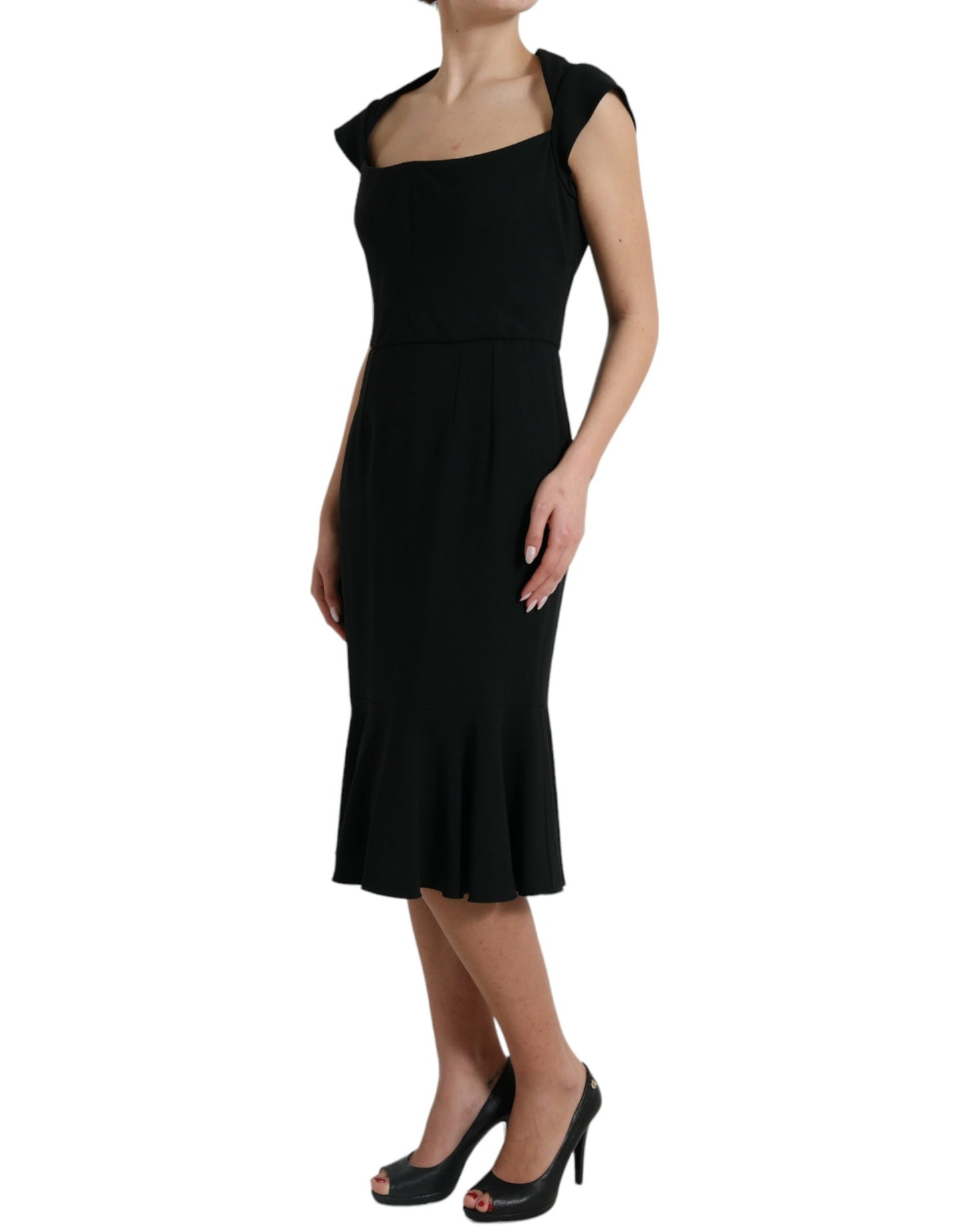 Dolce & Gabbana Black Cady Viscose Sleeveless Dress by Dolce & Gabbana