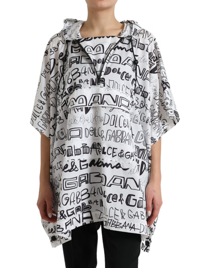 Dolce & Gabbana White Logo Print Hooded Blouson T-shirt Top by Dolce & Gabbana