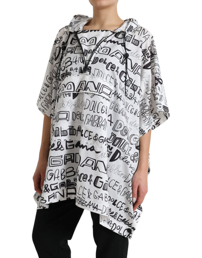Dolce & Gabbana White Logo Print Hooded Blouson T-shirt Top by Dolce & Gabbana