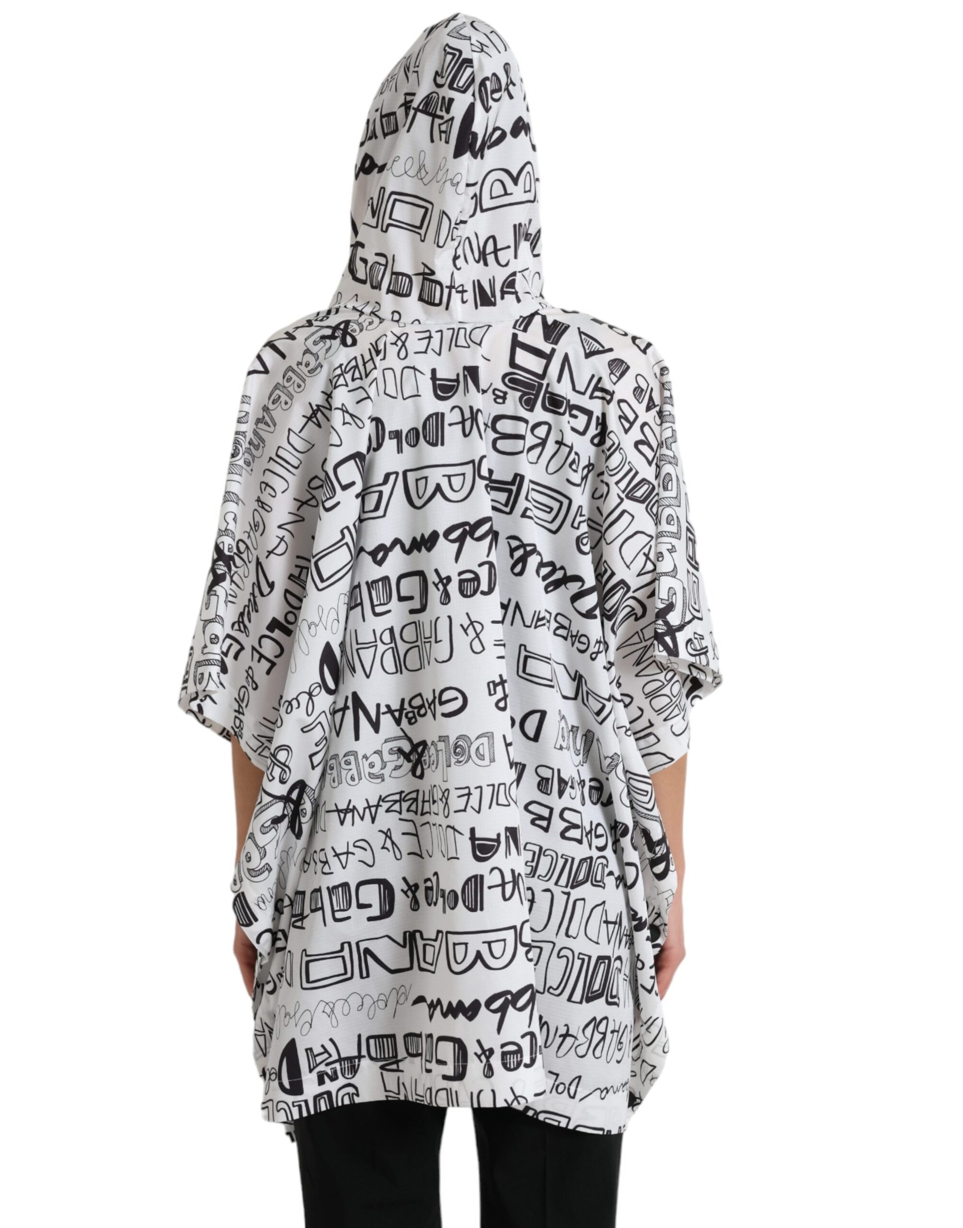 Dolce & Gabbana White Logo Print Hooded Blouson T-shirt Top by Dolce & Gabbana