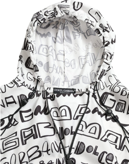 Dolce & Gabbana White Logo Print Hooded Blouson T-shirt Top by Dolce & Gabbana