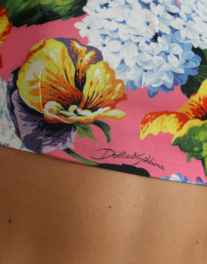 Dolce & Gabbana Multicolor Floral Long Sleeves Cropped Top by Dolce & Gabbana
