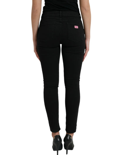 Dolce & Gabbana Black Cotton Mid Waist Skinny Denim Jeans by Dolce & Gabbana