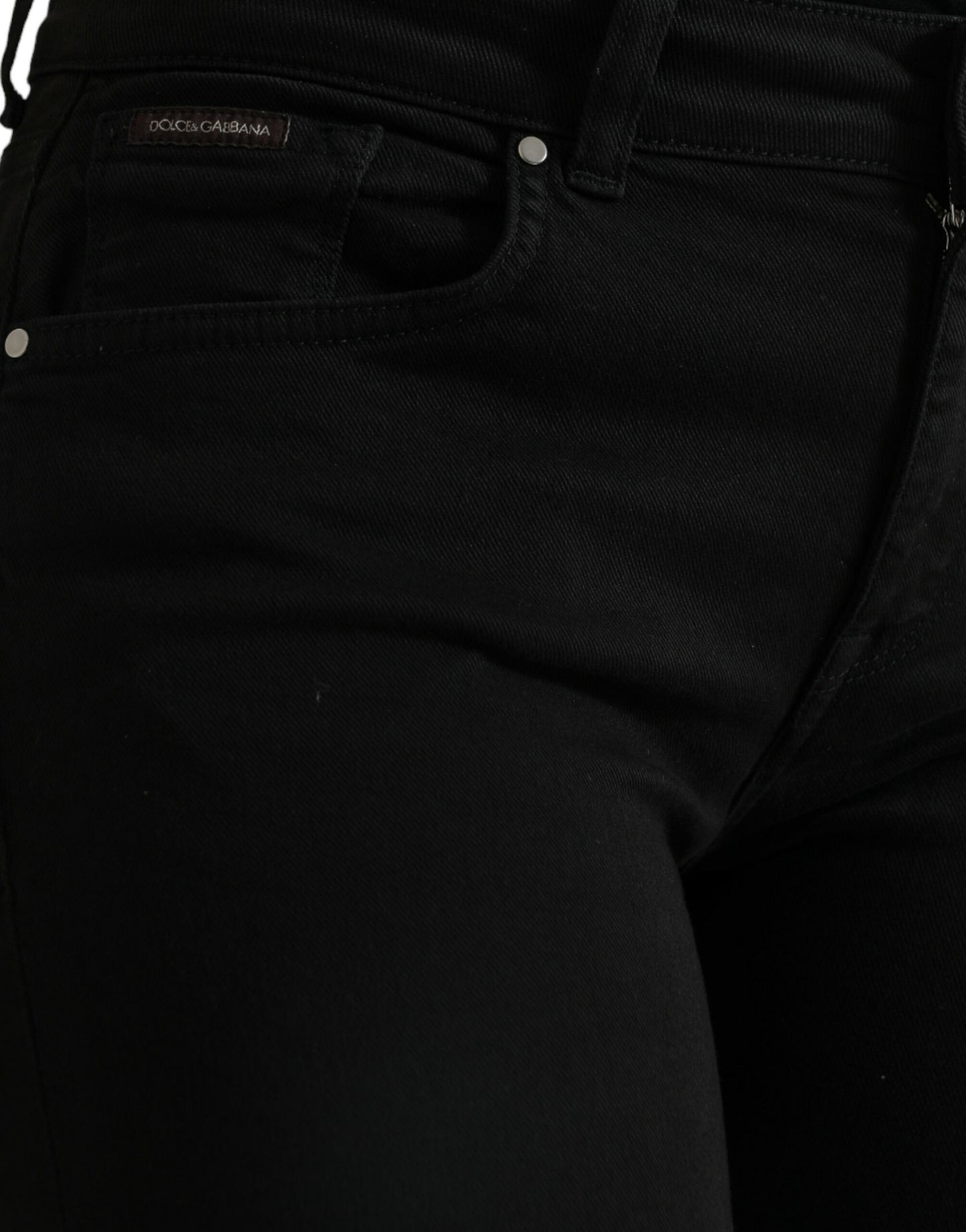 Dolce & Gabbana Black Cotton Mid Waist Skinny Denim Jeans by Dolce & Gabbana
