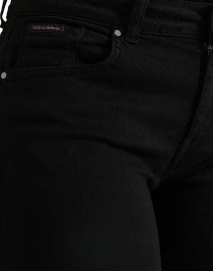 Dolce & Gabbana Black Cotton Mid Waist Skinny Denim Jeans by Dolce & Gabbana