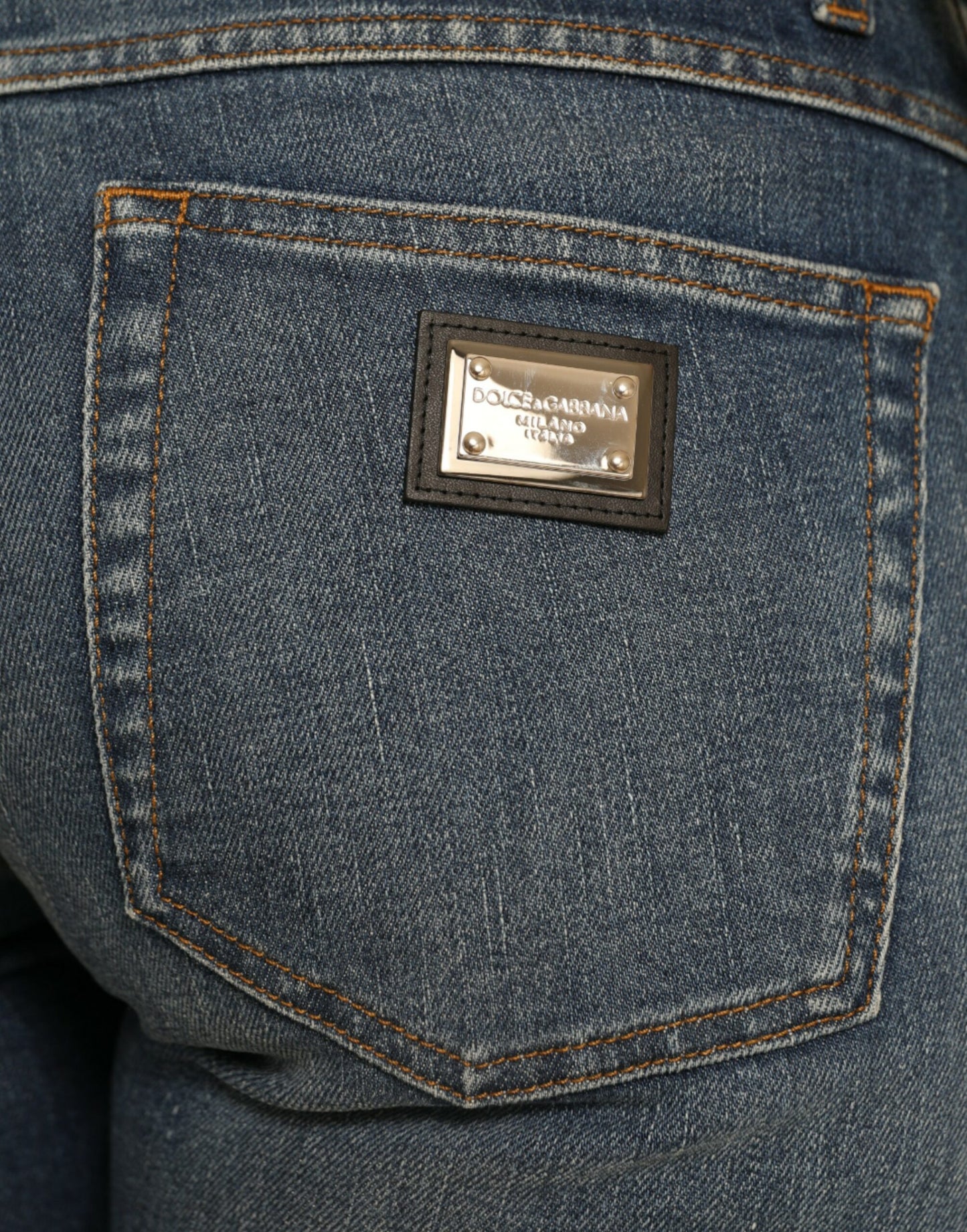 Dolce & Gabbana Blue BOYFRIEND Mid Waist Cotton Denim Jeans by Dolce & Gabbana