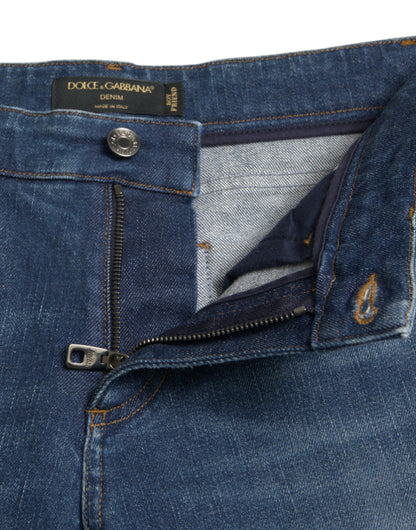 Dolce & Gabbana Blue BOYFRIEND Mid Waist Cotton Denim Jeans by Dolce & Gabbana