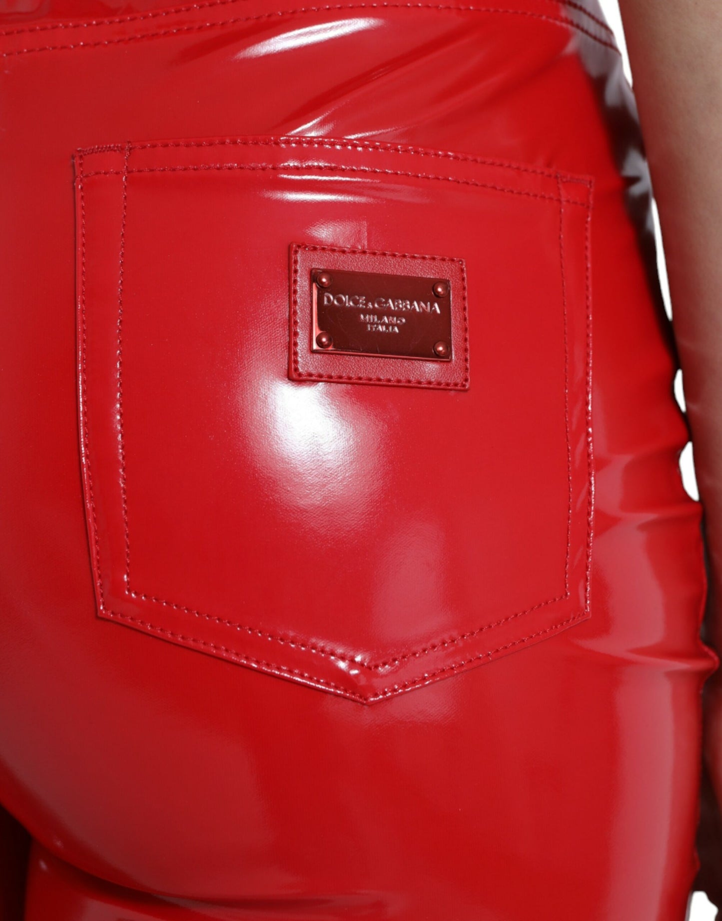 Dolce & Gabbana Shiny Red High Waist Skinny Pants by Dolce & Gabbana