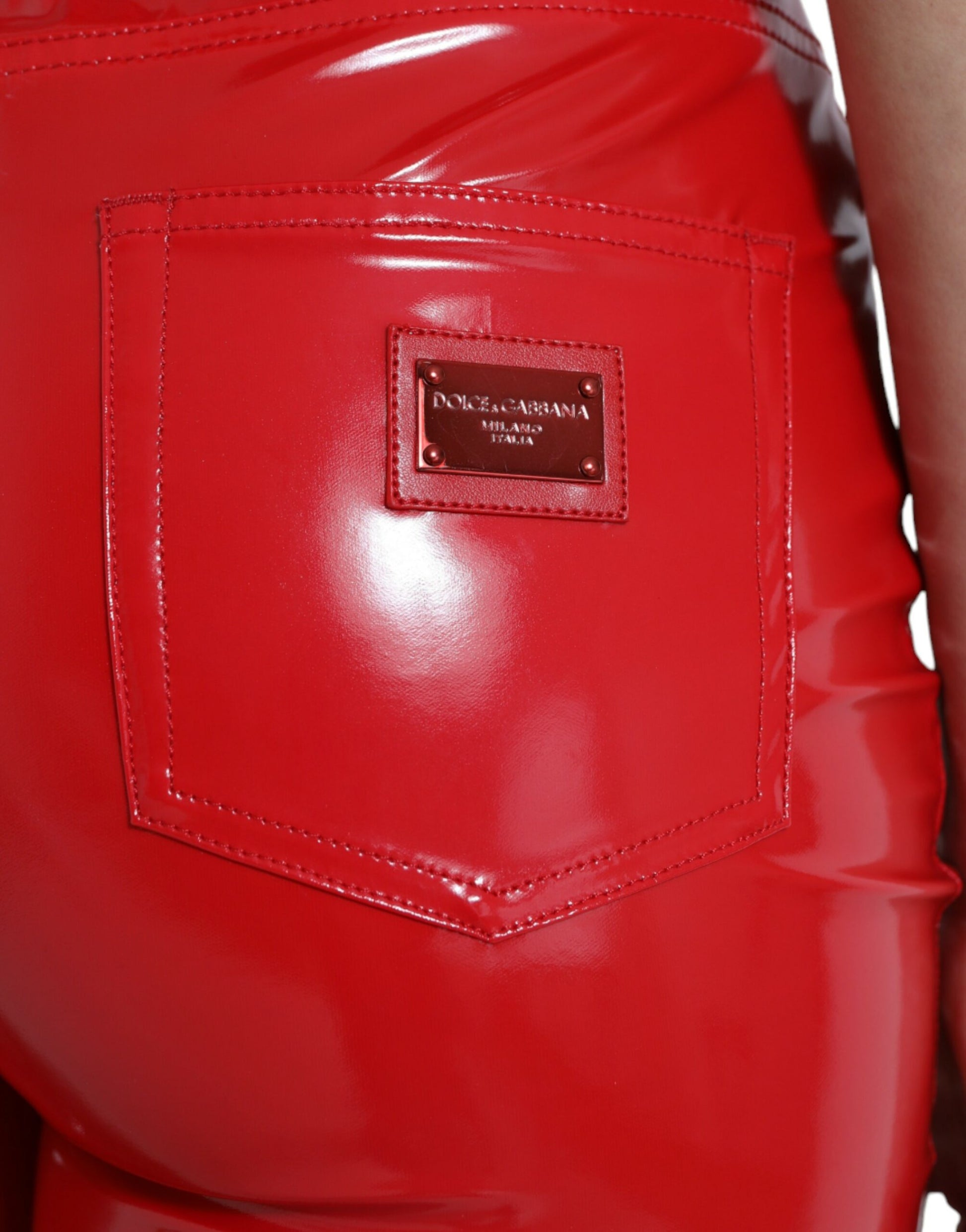 Dolce & Gabbana Shiny Red High Waist Skinny Pants by Dolce & Gabbana