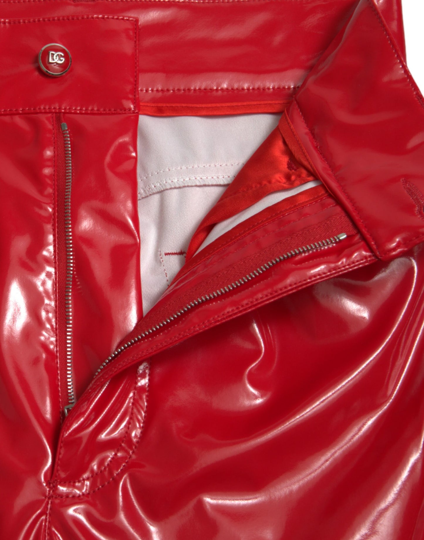 Dolce & Gabbana Shiny Red High Waist Skinny Pants by Dolce & Gabbana
