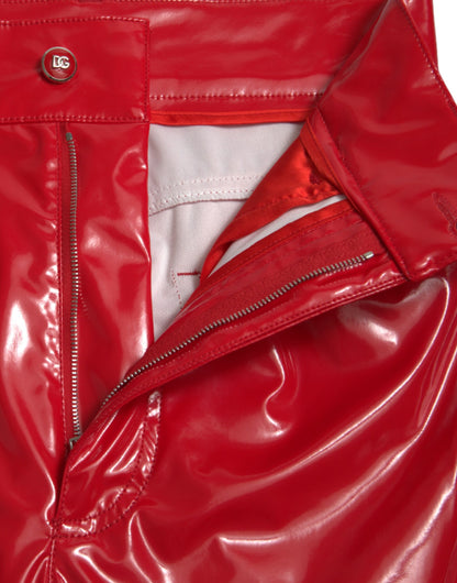 Dolce & Gabbana Shiny Red High Waist Skinny Pants by Dolce & Gabbana