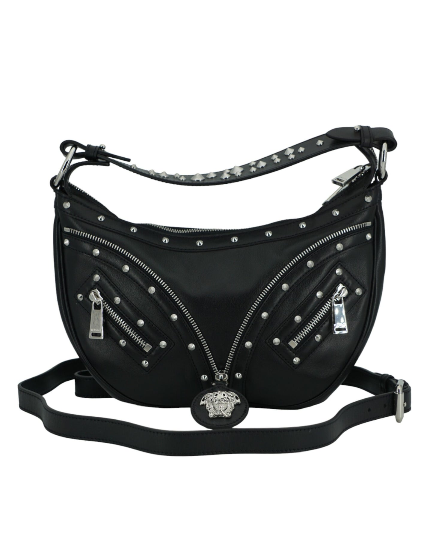 Sac à bandoulière Versace élégant en cuir noir