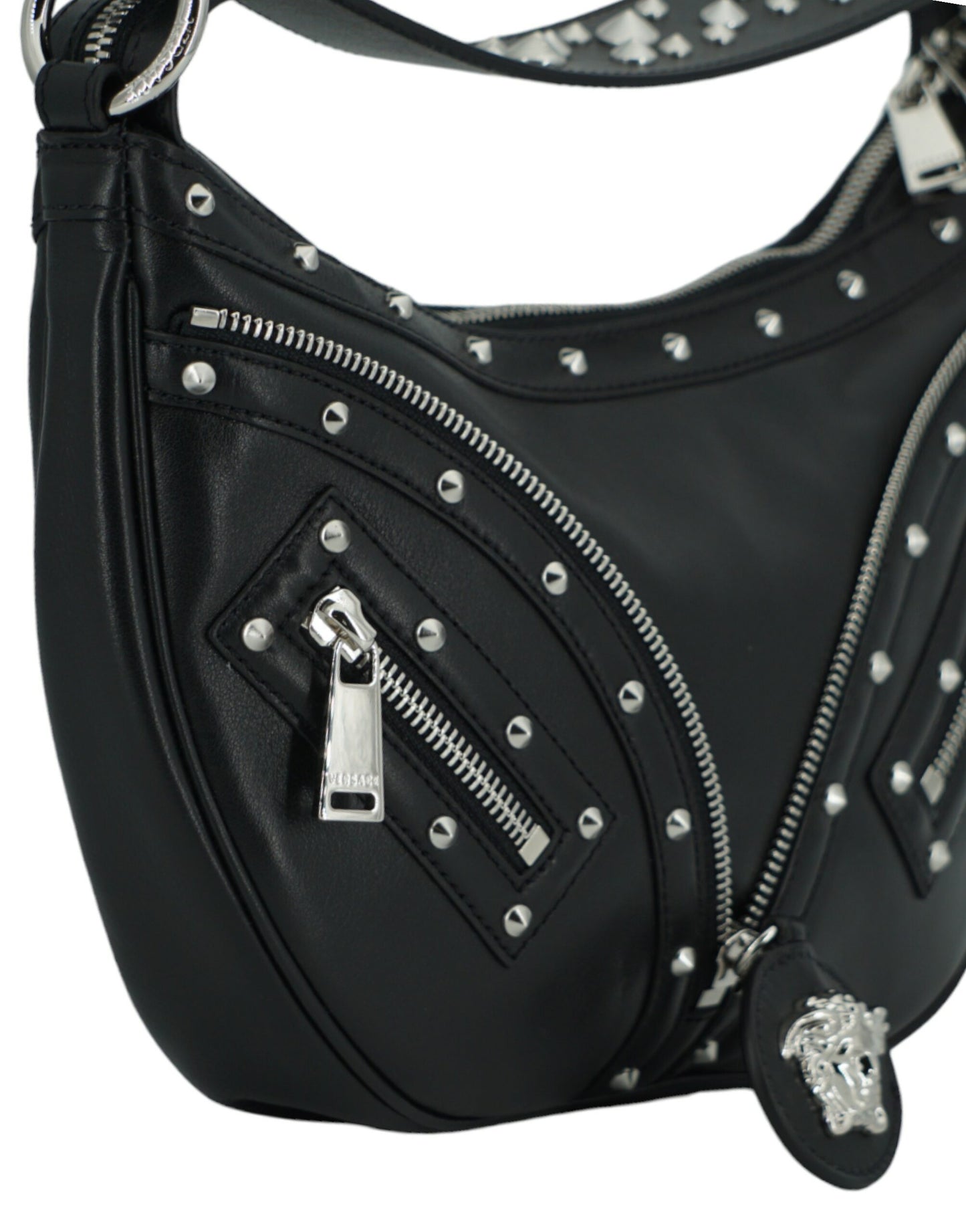 Sac à bandoulière Versace élégant en cuir noir