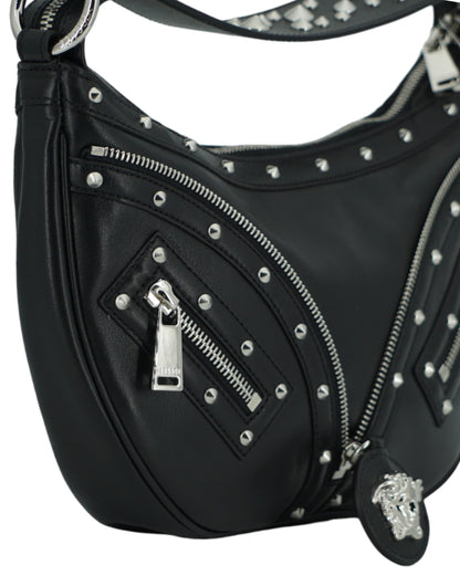 Sac à bandoulière Versace élégant en cuir noir