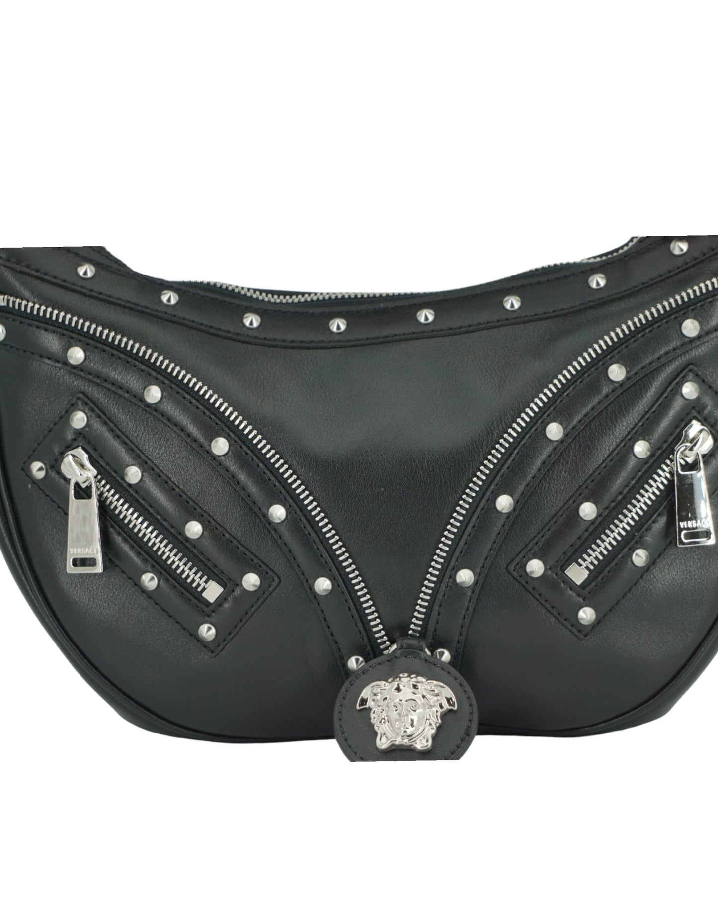 Sac à bandoulière Versace élégant en cuir noir
